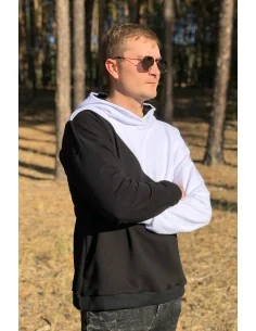 Худи черно-белый UNISEX, поделенный наискось 2