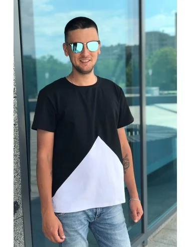 Футболка UNISEX Classic черно-белая, с белым треугольником снизу