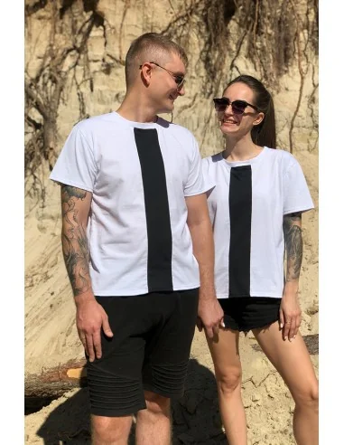 Футболка Classic UNISEX чорно-біла, з чорною смужкою по середині