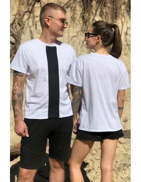 Футболка Classic UNISEX чорно-біла, з чорною смужкою по середині