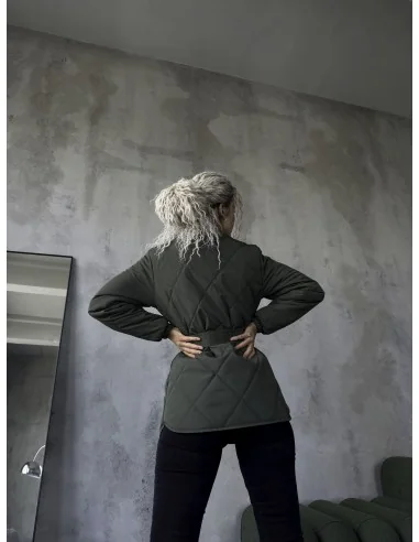 Жіночий, подовжений бомбер у кольорі хакі