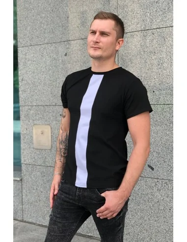 Футболка черно-белая Classic UNISEX с белой полосой по средине Футболка черно-белая Classic UNISEX с белой полосой по средине