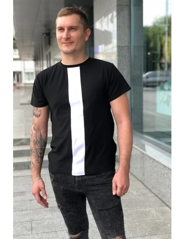 Футболка черно-белая Classic UNISEX с белой полосой по средине Футболка черно-белая Classic UNISEX с белой полосой по средине