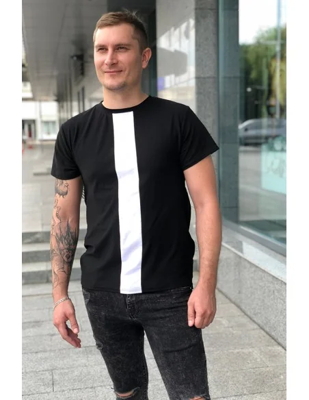 Футболка черно-белая Classic UNISEX с белой полосой по средине Футболка черно-белая Classic UNISEX с белой полосой по средине