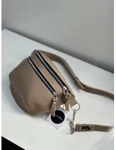 Бананка - поясная сумка, женская, в бежевом цвете 2