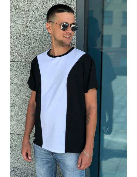 Футболка чорно-біла Classic UNISEX з білою смужкою у виді бокалу