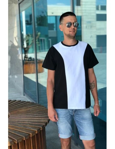 Футболка чорно-біла Classic UNISEX з білою смужкою у виді бокалу