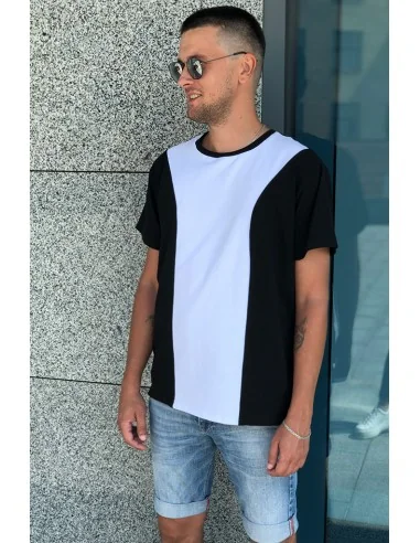 Футболка чорно-біла Classic UNISEX з білою смужкою у виді бокалу