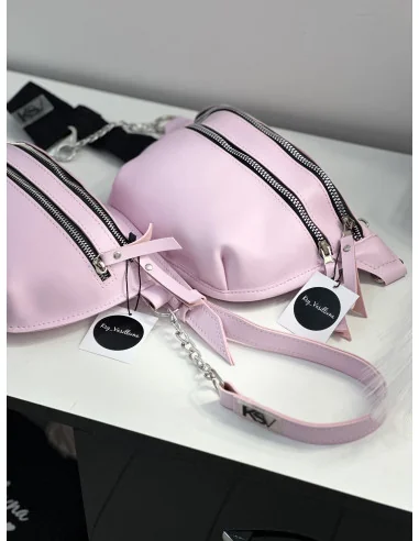 Поясная сумка - бананка, женская, в розовом цвете