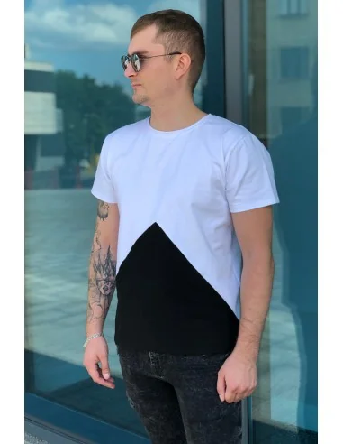 Футболка чорно-біла Classic UNISEX з чорним трикутником знизу