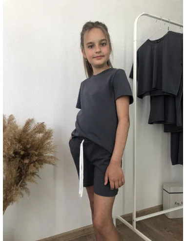 Костюм для девочек в цвете графит