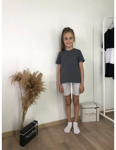 Костюм для девочек с шортами в цвете камень и графитовой