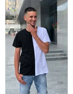 Футболка черно-белая Classic UNISEX, поделена пополам
