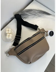 Поясная сумка - бананка, женская, в бежевом цвете