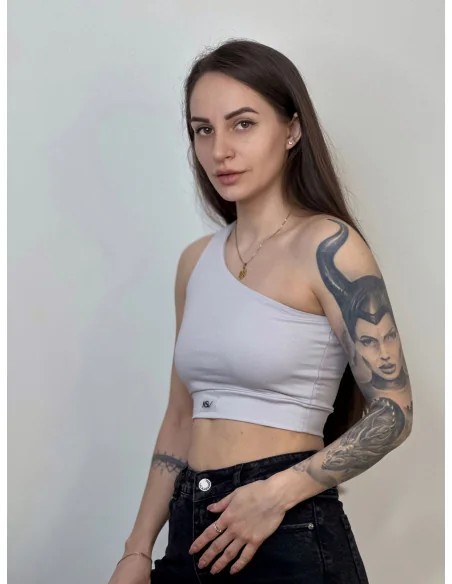 Топ на одне плече у кольорі камінь