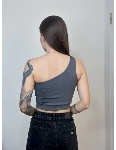 Топ на одне плече у кольорі графіт
