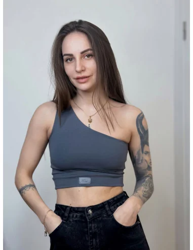 Топ на одно плече в цвете графит