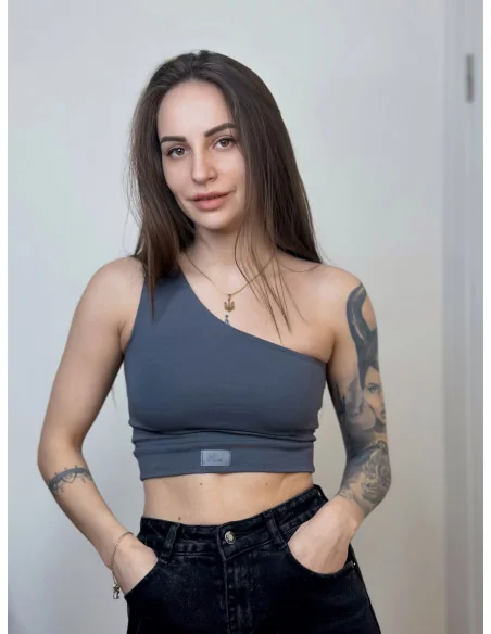 Топ на одно плече в цвете графит