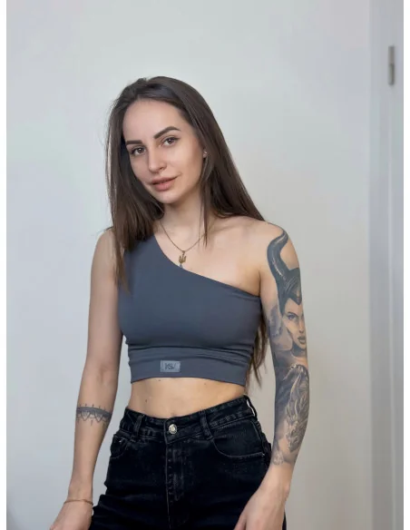 Топ на одно плече в цвете графит