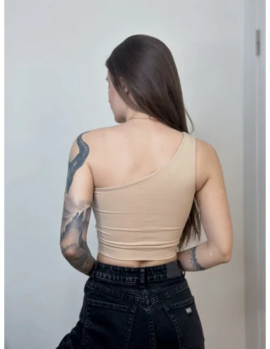 Топ на одно плече в бежевом цвете