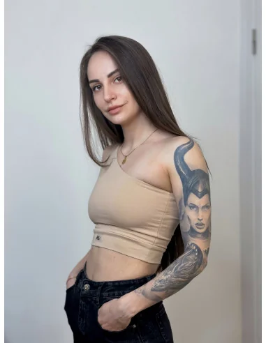 Топ на одно плече в бежевом цвете