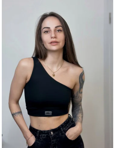 Топ на одно плече в черном цвете Топ на одно плече в черном цвете