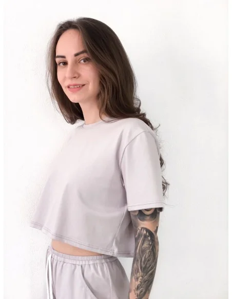 Топ, футболка вкорочена, жіноча, колір - камінь