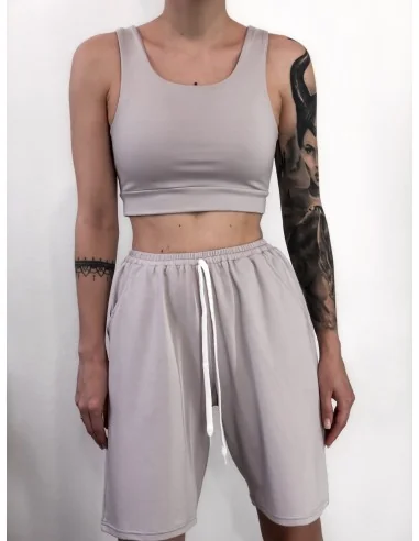 Шорты женские, удлиненные, цвет-камень