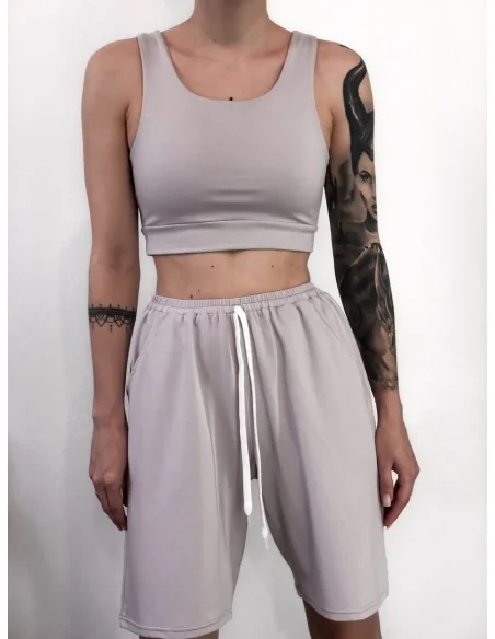 Шорты женские, удлиненные, цвет-камень