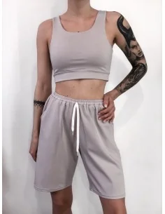 Шорты женские, удлиненные, цвет-камень 2