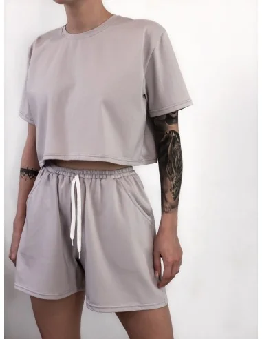 Шорты женские, укороченные, цвет-камень