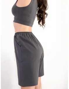 Шорты женские, удлиненные, цвет-графит 2