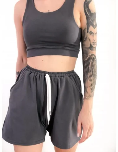 Шорты женские, укороченные, цвет-графит Шорты женские, укороченные, цвет-графит