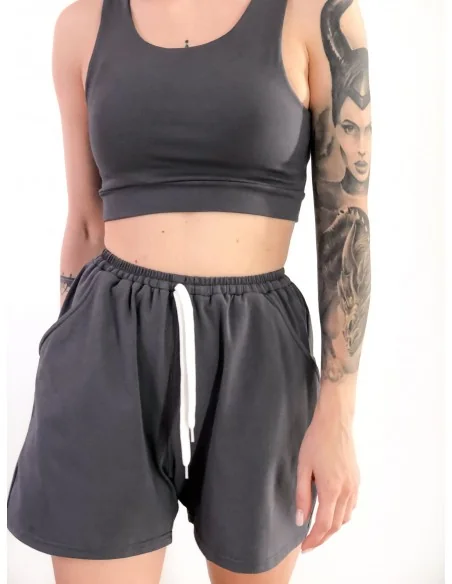 Шорты женские, укороченные, цвет-графит