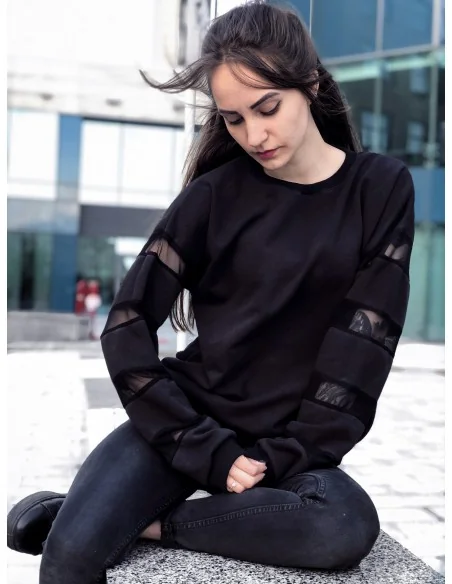 Світшот жіночій з сіткою по рукавах