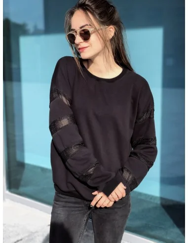 Свитшот женский с сеткой по рукавам