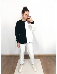 Костюм, білі джоггери з чорно-білим світшотом 2