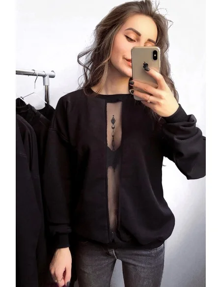 Свитшот женский, с сеткой по средине Свитшот женский, с сеткой по средине