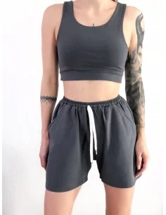 Костюм, топ с короткими шортами в цвете - графит 2