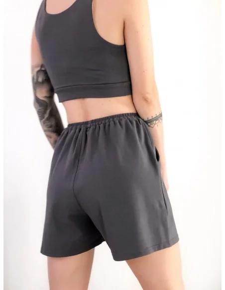 Костюм, топ с короткими шортами в цвете - графит Костюм, топ с короткими шортами в цвете - графит
