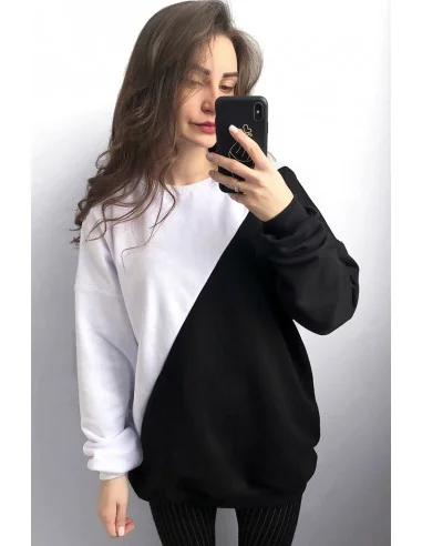 Світшот чорно-білий UNISEX, поділений навскіс