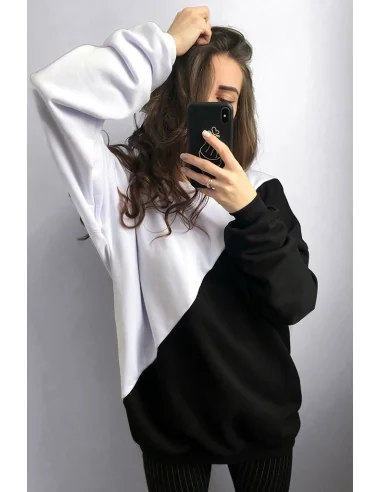 Світшот чорно-білий UNISEX, поділений навскіс