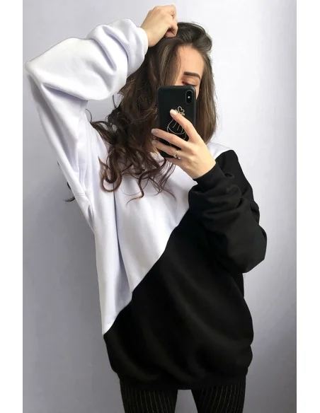 Світшот чорно-білий UNISEX, поділений навскіс