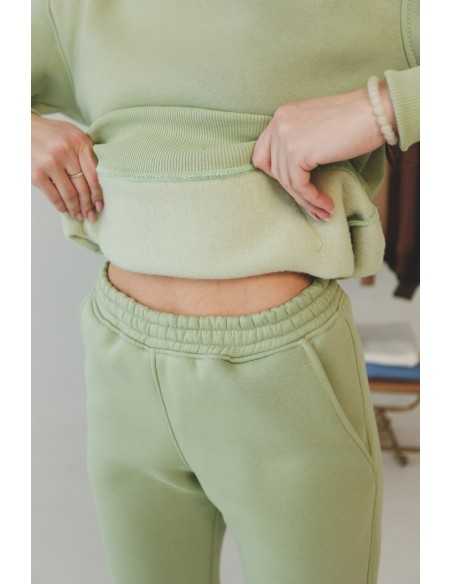 Жіночий спортивний костюм на флісі, колір - фісташка