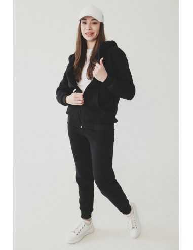 Женский спортивный костюм на флисе, цвет - черный
