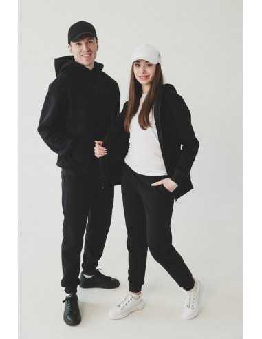 Женский спортивный костюм на флисе, цвет - черный