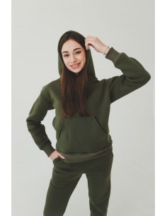 Женский спортивный костюм на флисе, цвет - хаки
