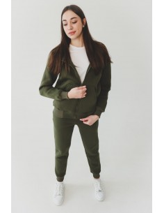 Женский спортивный костюм на флисе, цвет - хаки 2