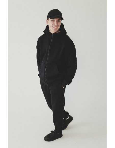 Мужской спортивный костюм на флисе, цвет - черный