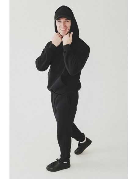 Мужской спортивный костюм на флисе, цвет - черный
